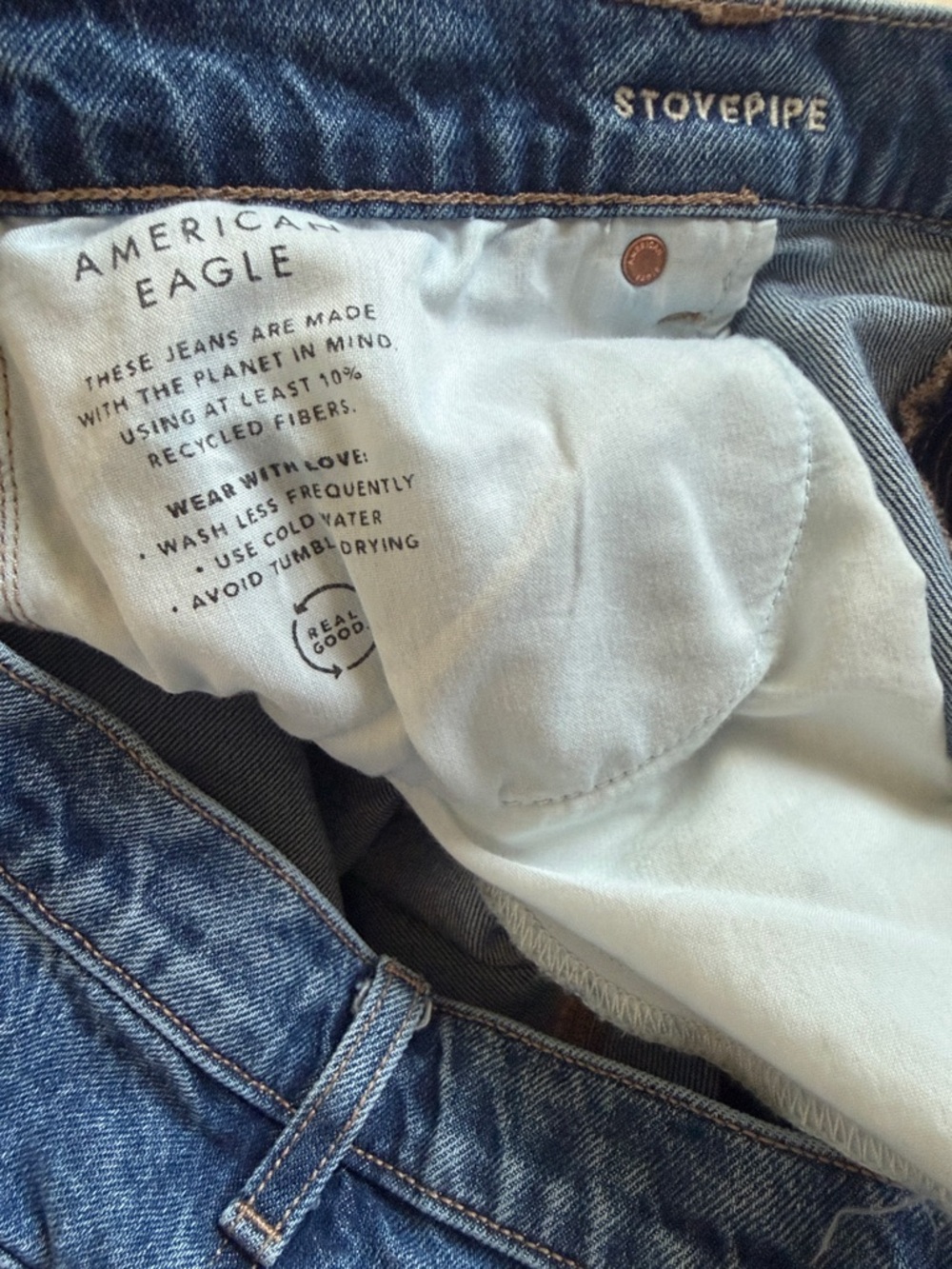 American Eagle Outfitters Blue Cropped Wide-Leg Jeans - Picture 6 of 10